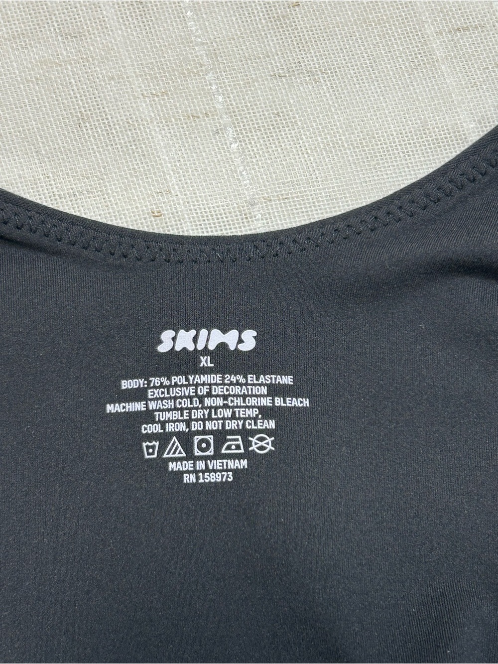 SKIMS FITS EVERYBODY Square Neck Lightweight High Stretch Bodysuit Onyx XL - Picture 8 of 14